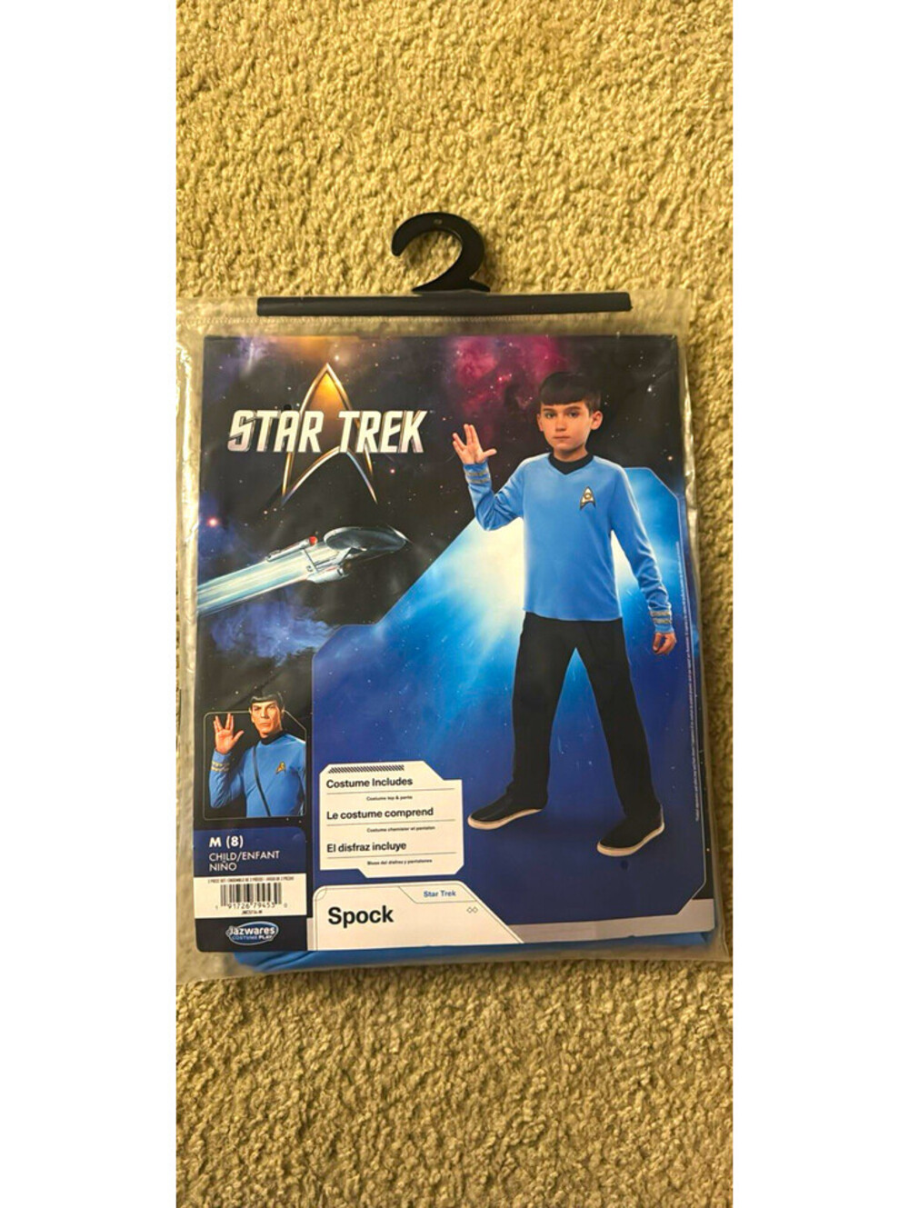 Jazwares Star Trek Spock Boys 2-Piece Costume Outfit Size M (8) Blue/Black